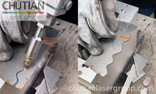 laser cutting of handheld laser welder