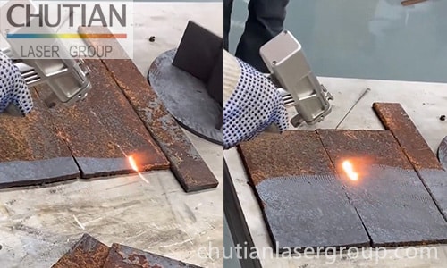 laser cleaning of handheld laser welder